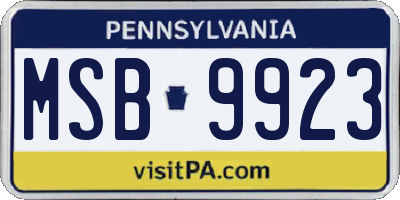 PA license plate MSB9923