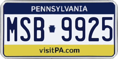 PA license plate MSB9925