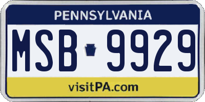 PA license plate MSB9929