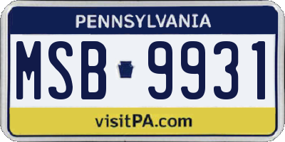 PA license plate MSB9931