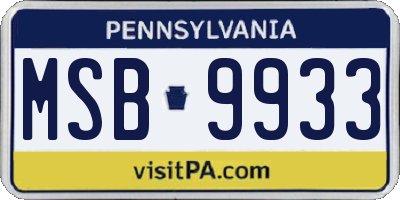 PA license plate MSB9933