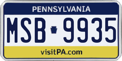 PA license plate MSB9935