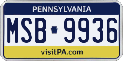 PA license plate MSB9936