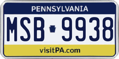 PA license plate MSB9938