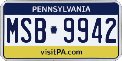 PA license plate MSB9942