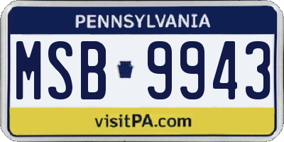 PA license plate MSB9943