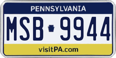 PA license plate MSB9944