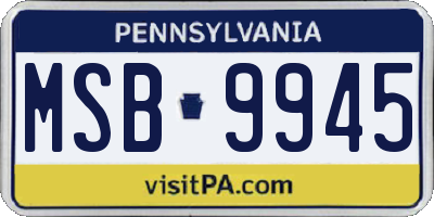 PA license plate MSB9945