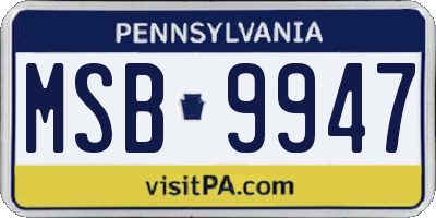 PA license plate MSB9947