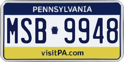 PA license plate MSB9948