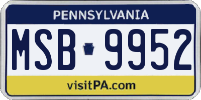PA license plate MSB9952