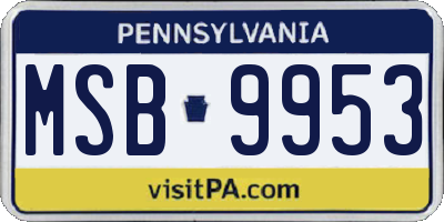 PA license plate MSB9953