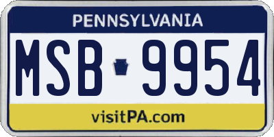 PA license plate MSB9954