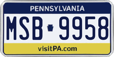 PA license plate MSB9958