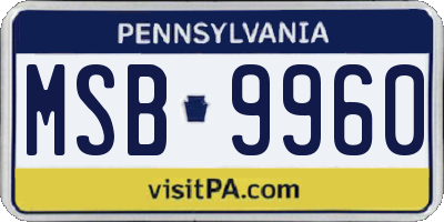 PA license plate MSB9960