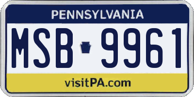 PA license plate MSB9961