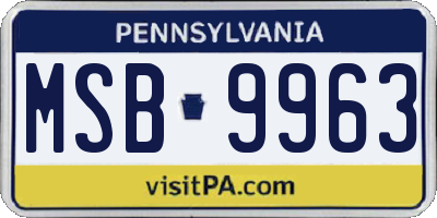 PA license plate MSB9963