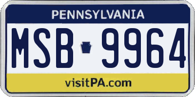 PA license plate MSB9964