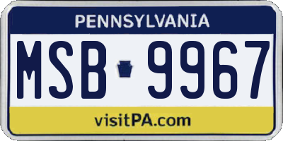 PA license plate MSB9967