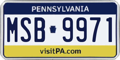 PA license plate MSB9971