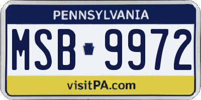 PA license plate MSB9972