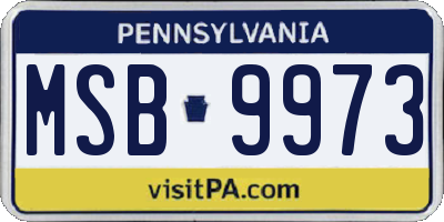 PA license plate MSB9973