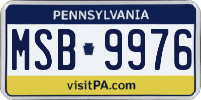 PA license plate MSB9976