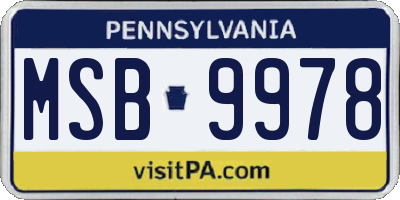 PA license plate MSB9978