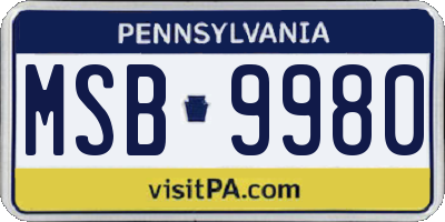 PA license plate MSB9980