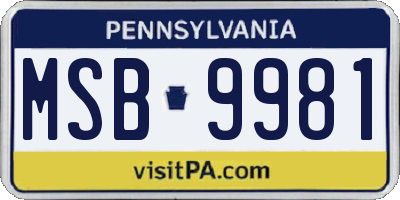 PA license plate MSB9981
