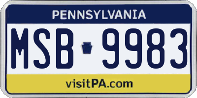 PA license plate MSB9983