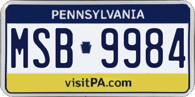 PA license plate MSB9984
