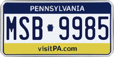PA license plate MSB9985