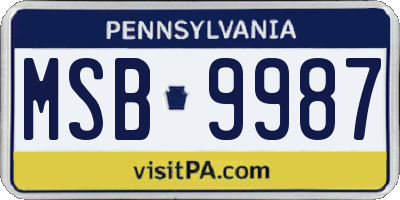 PA license plate MSB9987