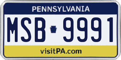 PA license plate MSB9991