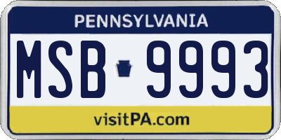 PA license plate MSB9993