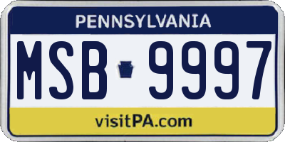 PA license plate MSB9997