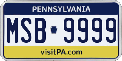 PA license plate MSB9999