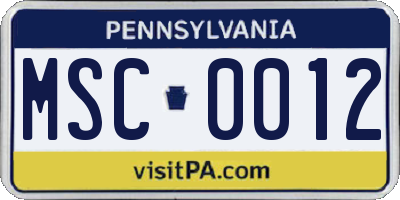 PA license plate MSC0012