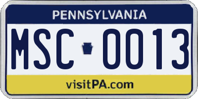 PA license plate MSC0013