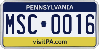 PA license plate MSC0016