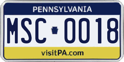PA license plate MSC0018
