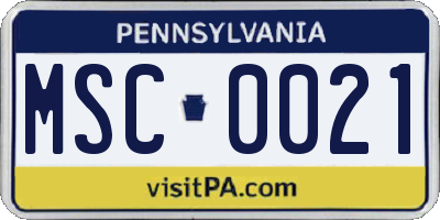 PA license plate MSC0021