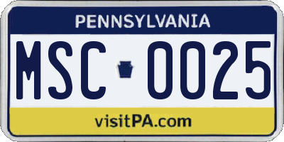 PA license plate MSC0025