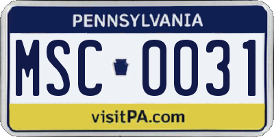 PA license plate MSC0031