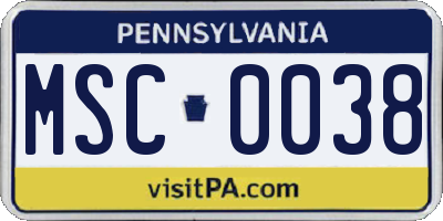 PA license plate MSC0038