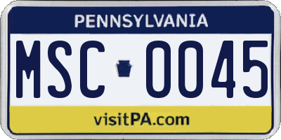 PA license plate MSC0045