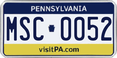 PA license plate MSC0052