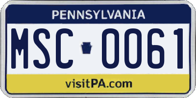 PA license plate MSC0061