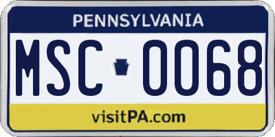 PA license plate MSC0068